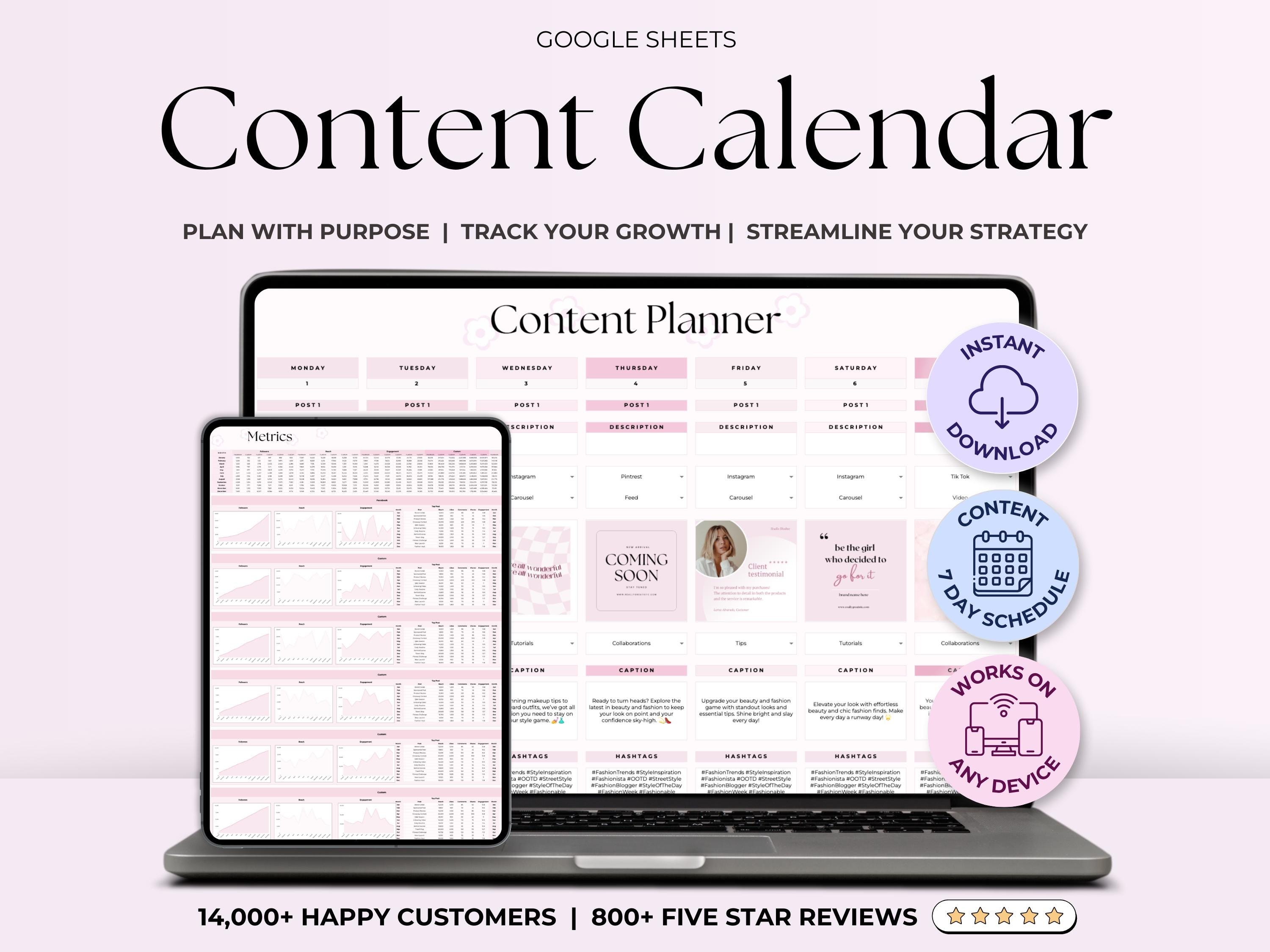 2026 Social Media Content Planner Spreadsheet, Digital Content Schedule ...