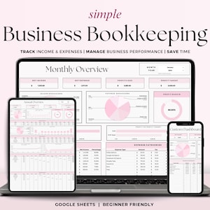Small Business Bookkeeping Spreadsheet Small Business Accounting Template Google Sheets Bookkeeper Profit Income Expense Tracker Etsy Seller