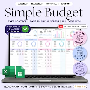 Excel Budget Planer 2026 Budget Tabelle Google Sheets Gehaltsabfrage Budget Tracker Monatliches Wochenbudget Vorlage Zweiwöchentlicher Gehaltsbudget