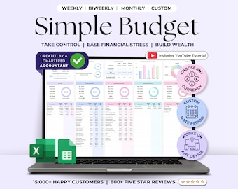 Excel Budget Planner 2026 Budget Spreadsheet Google Sheets Paycheck Budget Tracker Monthly Weekly Budget Template Biweekly Salary Budget