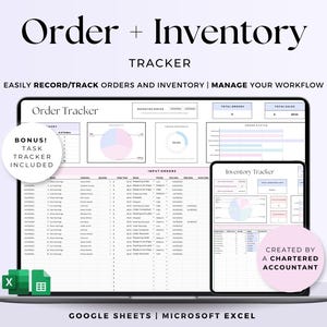 Inventory Order Tracker Spreadsheet, Product Tracking Template for Google Sheets Excel, Stock Management Log, Monitoring Tool Small Business