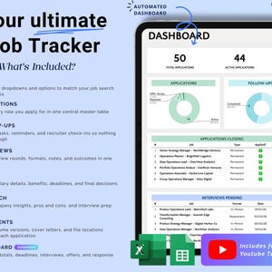 Job Application Tracker Spreadsheet Job Search Tracker Interview Tracker Job Offer Tracker Career Planner Template Google Sheets Excel image 2