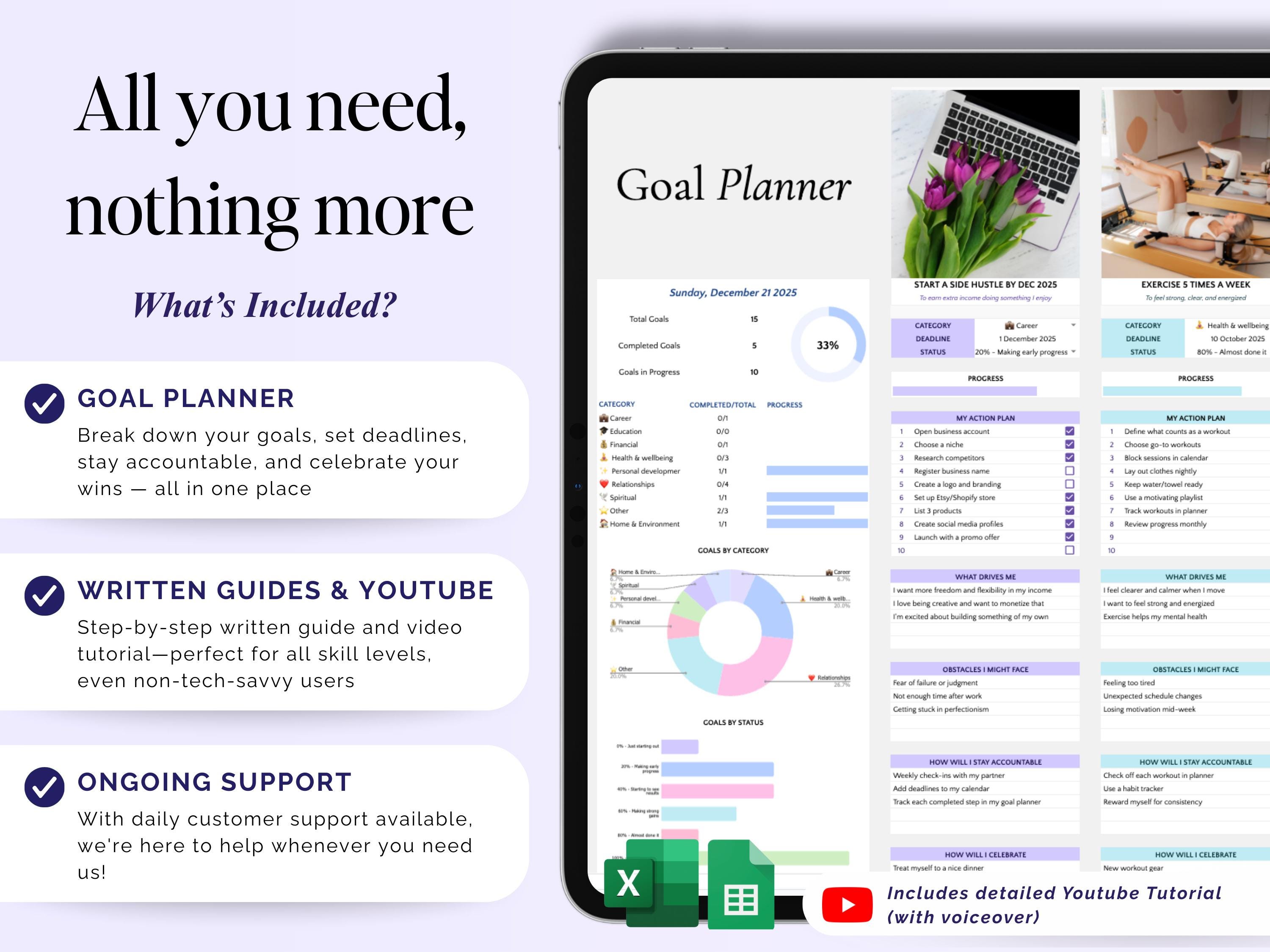 Goal Planner Spreadsheet Google Sheets Goal Tracker Template 2026 New ...