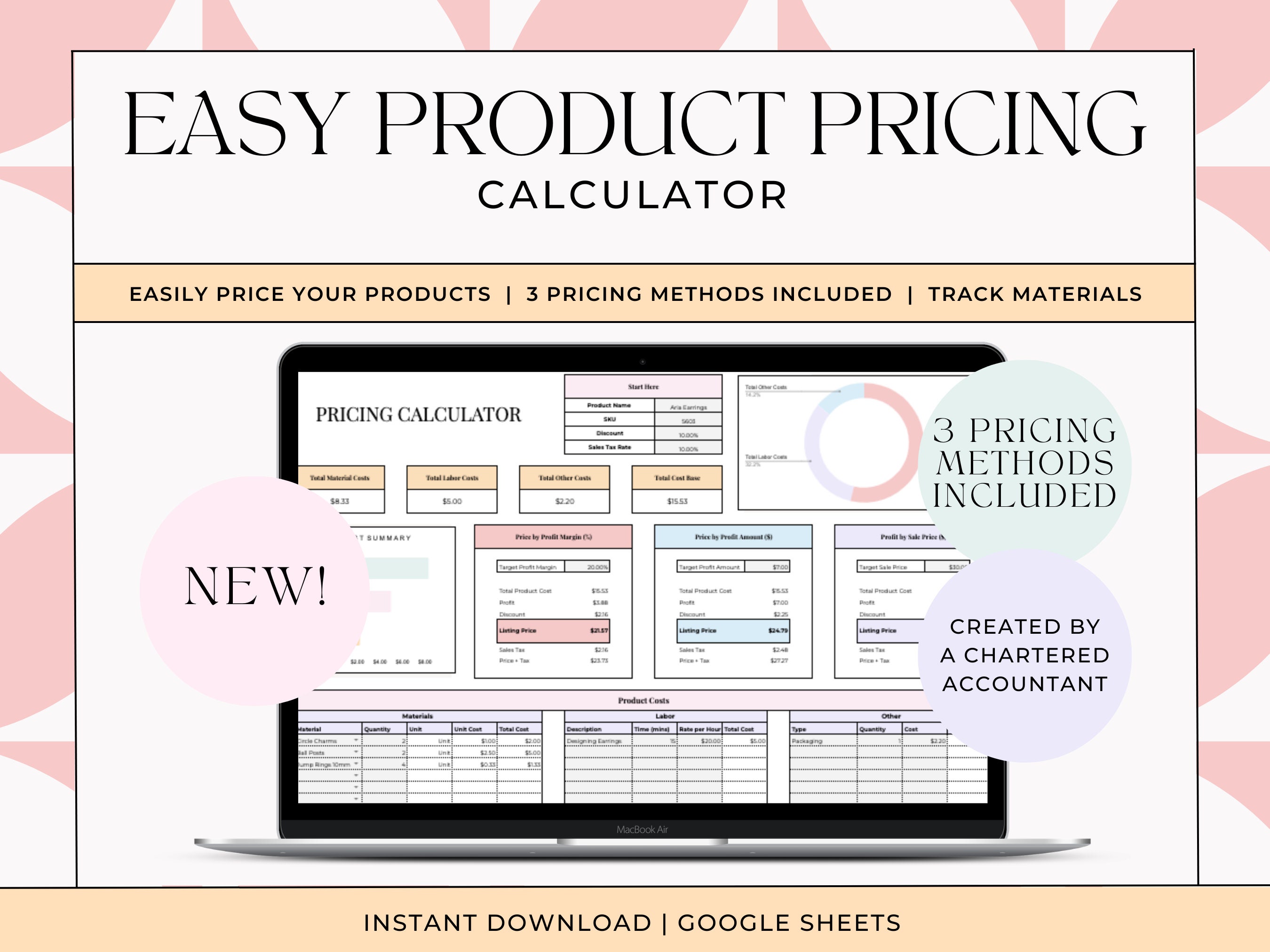 Easy Product Pricing Calculator Template for Small Business - Etsy ...