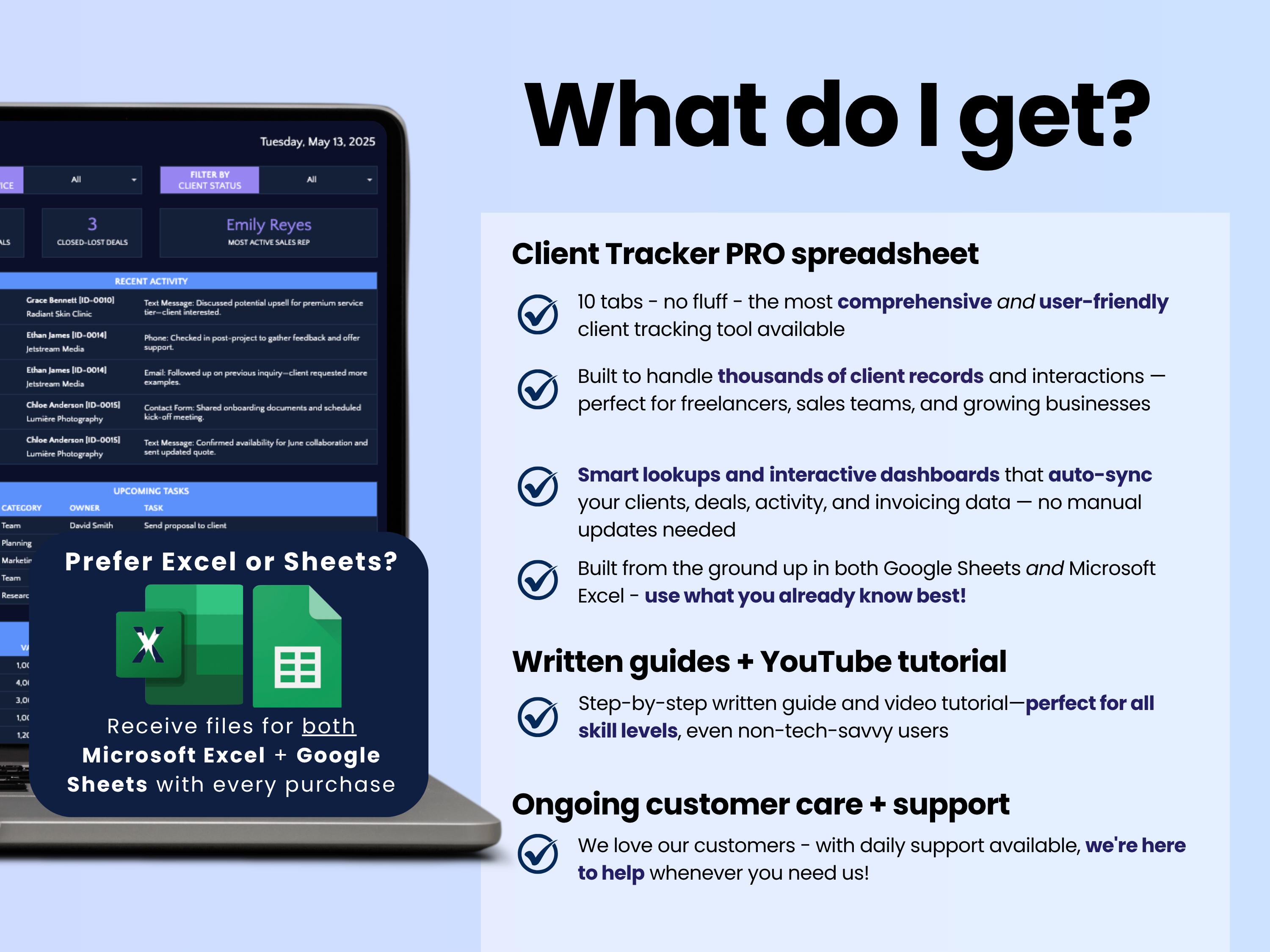 Client Tracker Spreadsheet Excel CRM Google Sheets Template Client ...