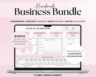 Handmade Business Bookkeeping Spreadsheet, Craft Product Pricing Calculator, Candle Inventory Tracker, Jewlery Order Template Google Sheets