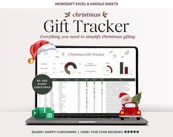 Hoja de cálculo de seguimiento de regalos de Navidad Plantilla de regalos navideños Plantilla de presupuesto de regalos Hojas de cálculo de Google Planificador navideño Organizador de planificación de vacaciones