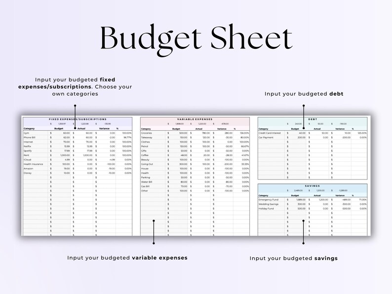 Excel Budget Planner 2024 Budget Spreadsheet Google Sheets Paycheck