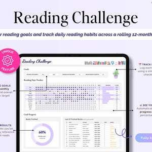 Book Tracker, pianificatore di elenchi di lettura, diario TBR di libri digitali, diario di revisione di Google Sheets, biblioteca Excel 2026, sfida di lettura, regalo per amanti dei libri immagine 9