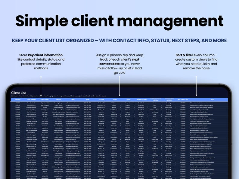 Foglio di calcolo per il monitoraggio dei clienti, modello Excel CRM, modello Google Sheets, modello per la gestione dei clienti, CRM per piccole imprese, dashboard delle vendite, fattura, monitoraggio dei lead immagine 6