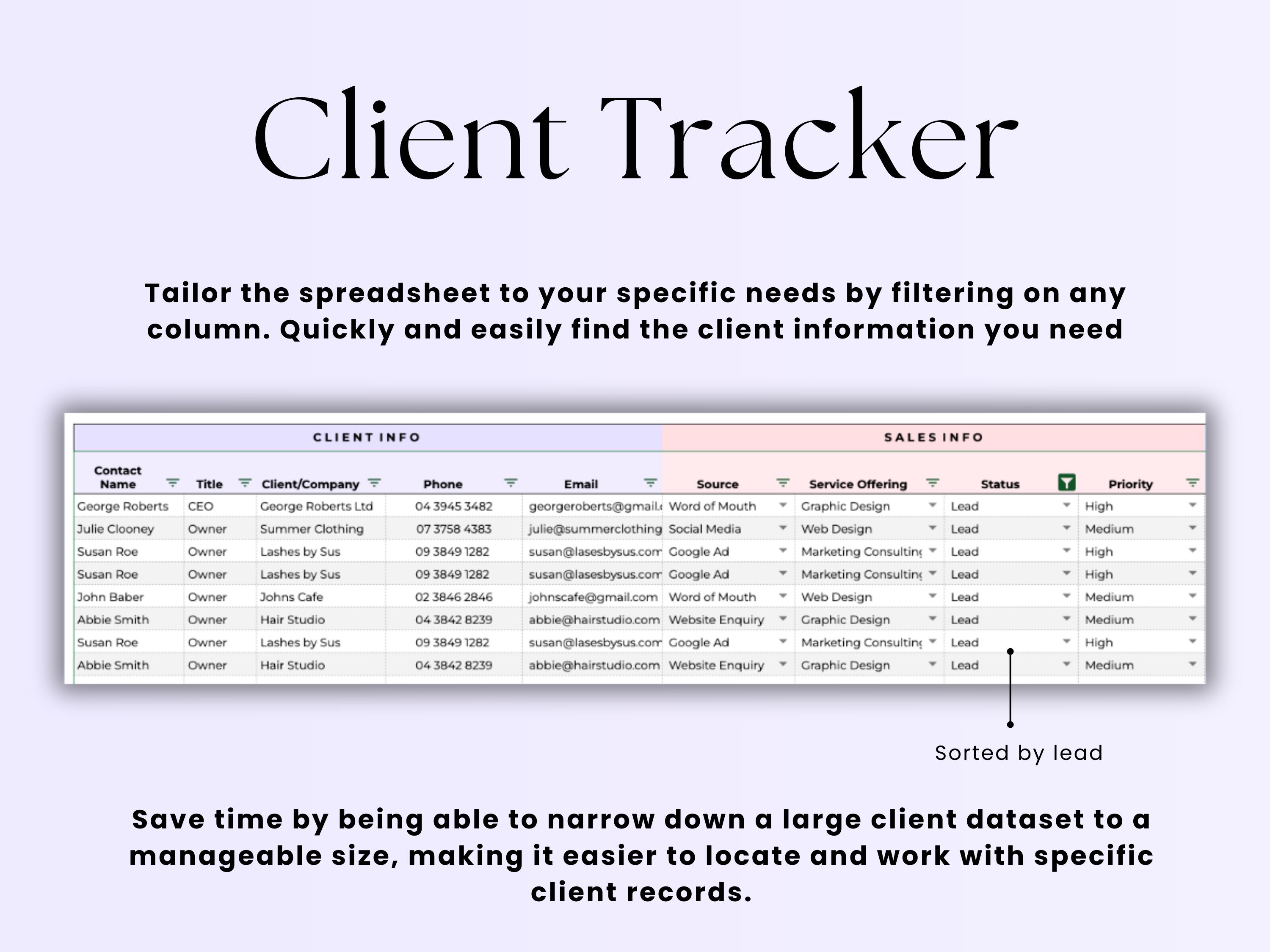 Client Tracker Spreadsheet, Customer Management Tool Google Sheets ...
