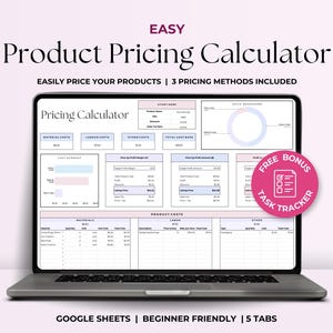 Einfache Produktpreisrechner-Vorlage für kleine Unternehmen, Gewinntabelle Google Sheets und Excel, Materials Tracker Handmade Business