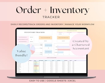 Inventory Order Tracker Spreadsheet, Product Tracking Template for Google Sheets Excel, Stock Management Log, Monitoring Tool Small Business