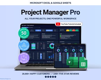Seguimiento de proyectos Hoja de cálculo Excel Gestión de múltiples proyectos Seguimiento de tareas Hojas de cálculo de Google Diagrama de Gantt Tablero Kanban de Eisenhower Seguimiento de costos