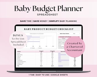 Baby Budget Planner Spreadsheet, Baby Product Shopping List, Pregnancy Financial Planning Google Sheets, Newborn Preparation Checklist