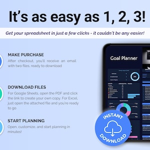 Goal Planner Spreadsheet Google Sheets Goal Tracker Excel SMART Goal ...