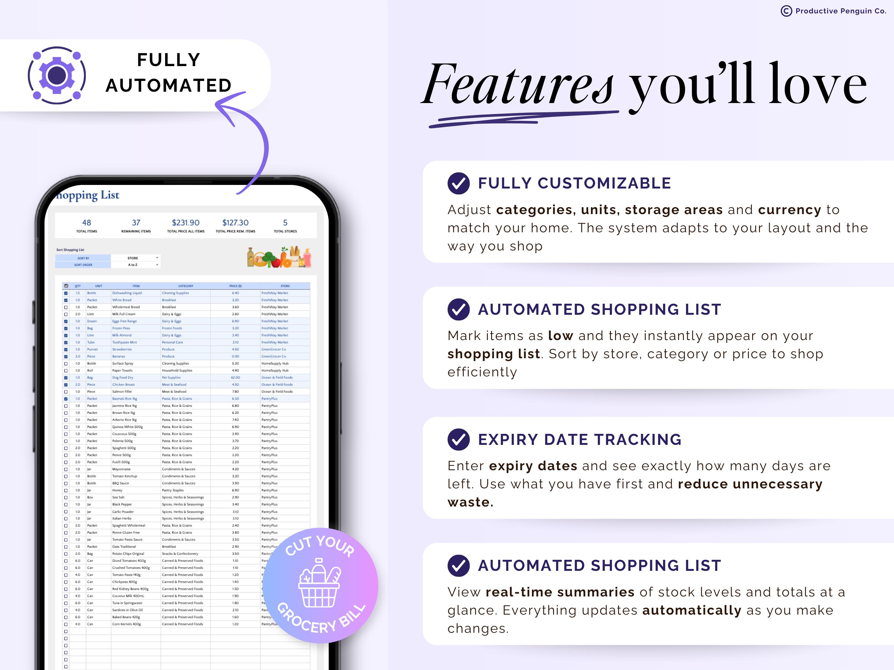 Pantry Inventory Tracker Spreadsheet Food Storage Freezer and Fridge ...