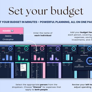 May include: A digital budgeting tool with a light blue background. The text "Set your budget" is at the top. The image shows a step-by-step guide to setting a budget, including income, expenses, and savings. The tool is designed for powerful planning.