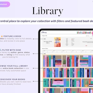 Book Tracker, pianificatore di elenchi di lettura, diario TBR di libri digitali, diario di revisione di Google Sheets, biblioteca Excel 2026, sfida di lettura, regalo per amanti dei libri immagine 7