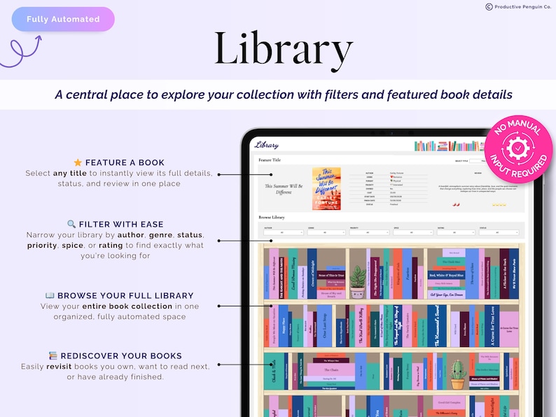 Book Tracker, pianificatore di elenchi di lettura, diario TBR di libri digitali, diario di revisione di Google Sheets, biblioteca Excel 2026, sfida di lettura, regalo per amanti dei libri immagine 7