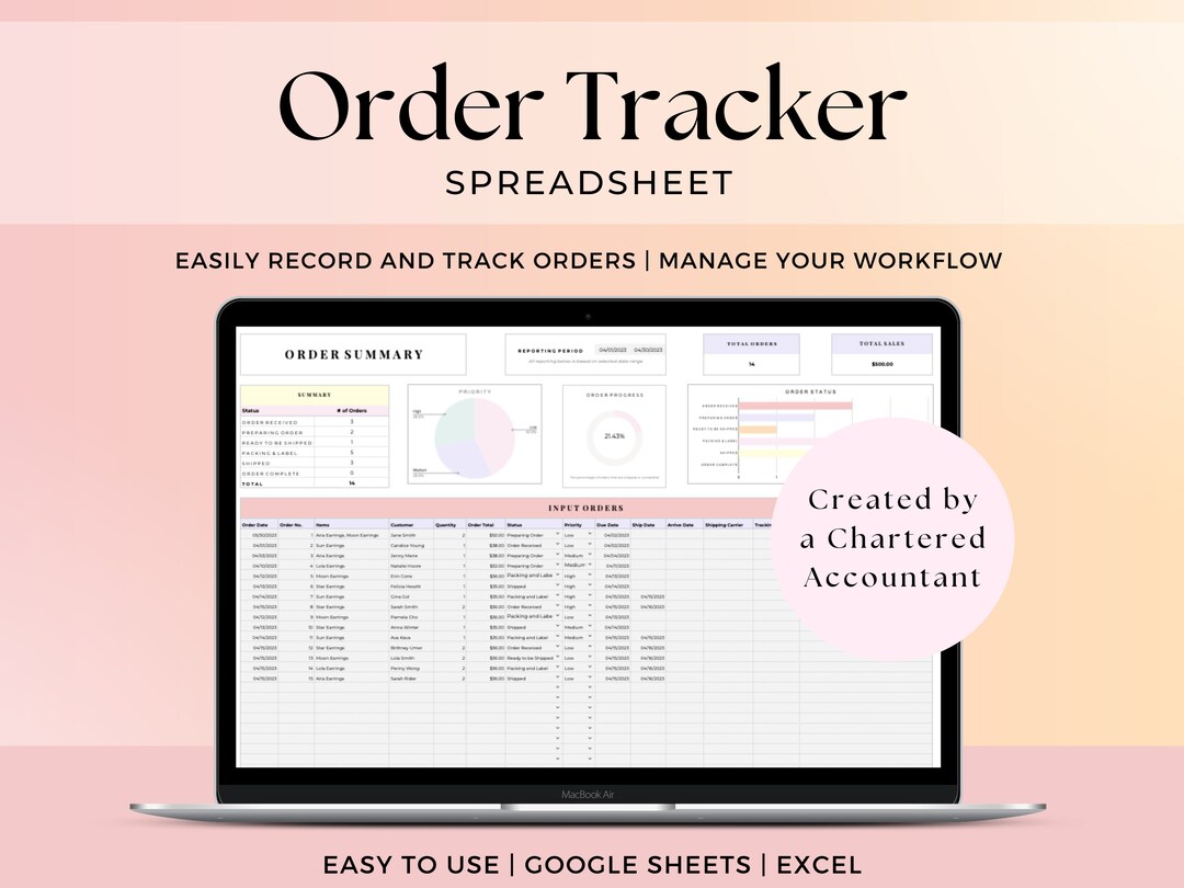 Order Tracker Spreadsheet Small Business Order Manager Google Sheets