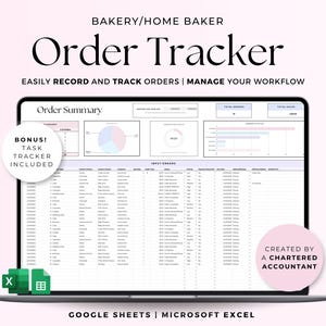 Order Tracker Spreadsheet, Home Baker Business Order Log Template, Bakery Order Tracking Google Sheets, Bakery Digital Ordering System Tool