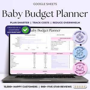 Spreadsheet babybudgetplanner, boodschappenlijstje babyproducten, financiële planning zwangerschap Google Spreadsheets, checklist voorbereiding pasgeboren baby