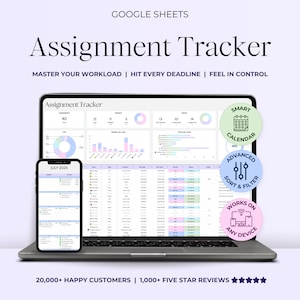 Assignment Tracker Google Sheets Student Planner Spreadsheet Homework Organizer Exam Assessment Template University College Study Calendar