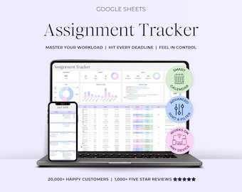 Assignment Tracker Google Sheets Student Planner Spreadsheet Homework Organizer Exam Assessment Template University College Study Calendar