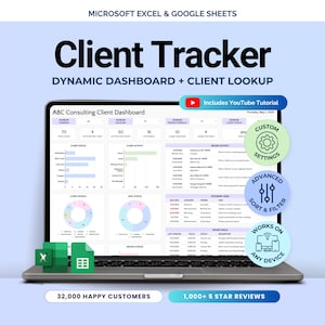 Suivi des clients Feuille de calcul Excel de suivi CRM Feuilles Google Modèle Client Manager Tableau de bord des ventes CRM pour petites entreprises Suivi des factures