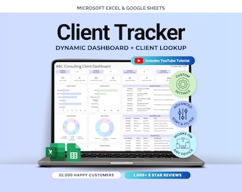 Client Tracker Excel CRM Tracker Spreadsheet Google Sheets Client Manager Template Small Business CRM Sales Dashboard Invoice Lead Tracker