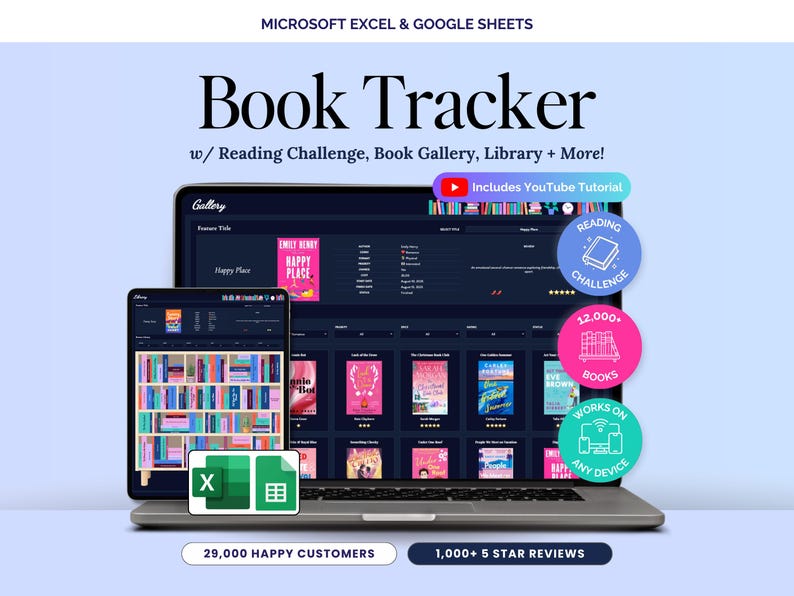 Book Tracker Spreadsheet Reading Log Reading Challenge Tracker Book ...