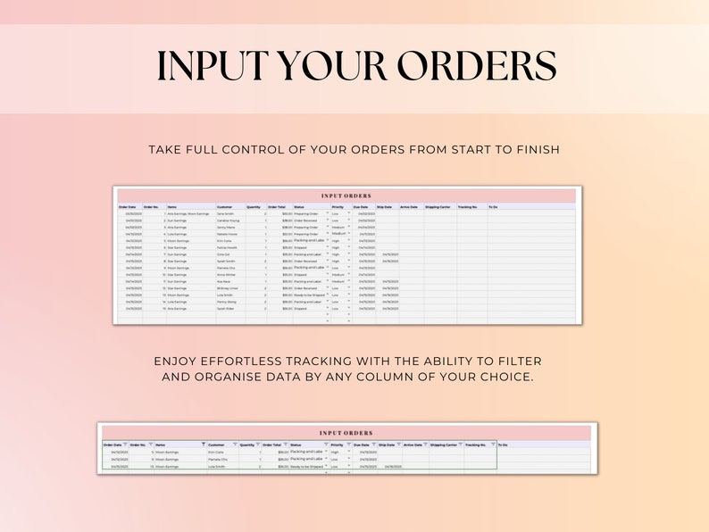 Order Tracker Spreadsheet, Small Business Order Manager Google Sheets
