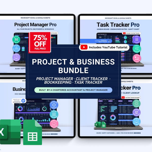 Task Tracker Spreadsheet Client Tracker CRM Excel Project Management Template Google Sheets Small Business Bookkeeping Template Lead Tracker