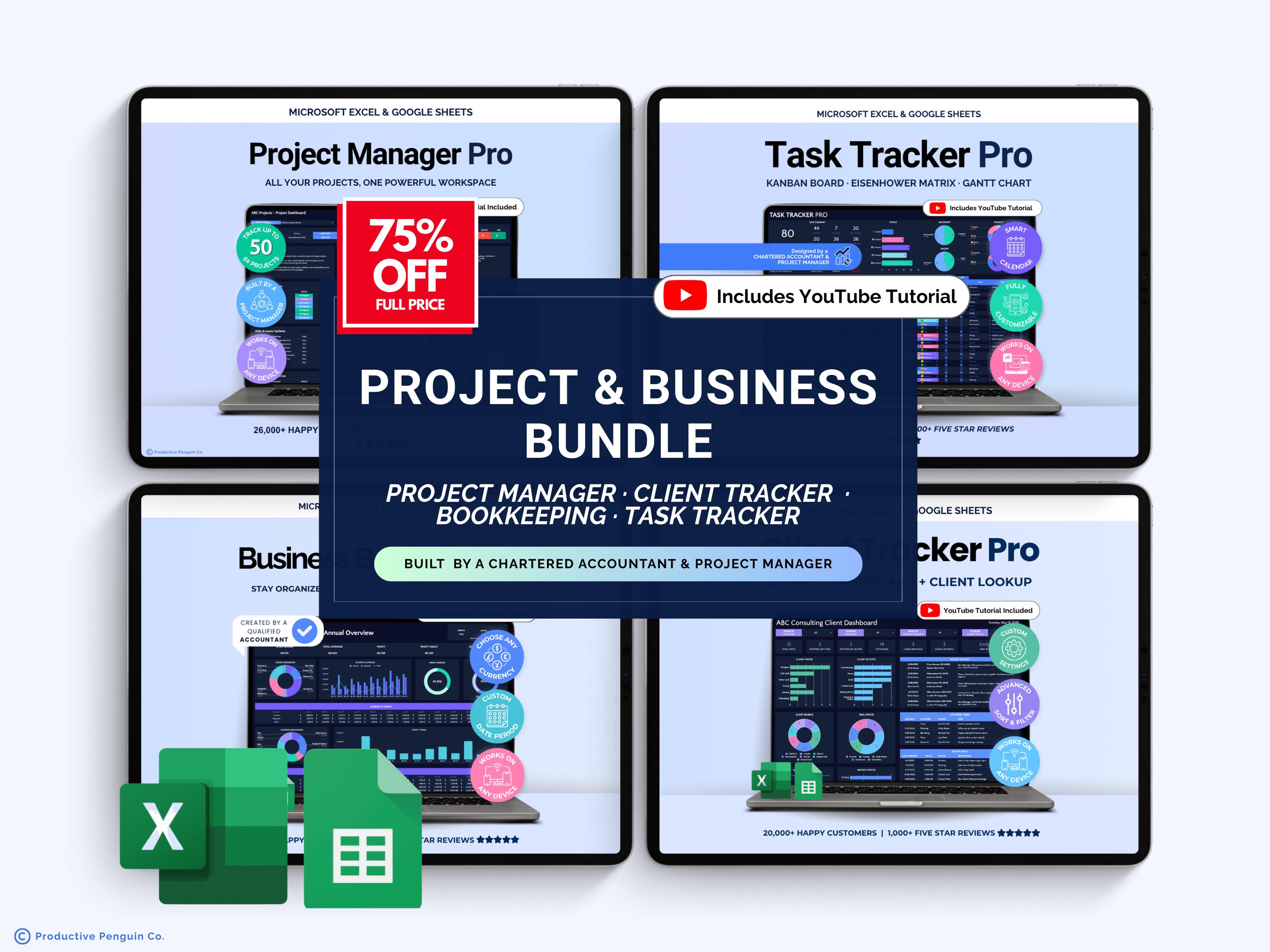 Task Tracker Spreadsheet Client Tracker CRM Excel Project Management ...