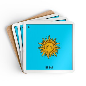 Juego de posavasos El Sol, tarot del sol, lector de tarot, tema de cartas del tarot, arte de la baraja del tarot, lotería mexicana, cartas de lotería, ambiente de brujas,