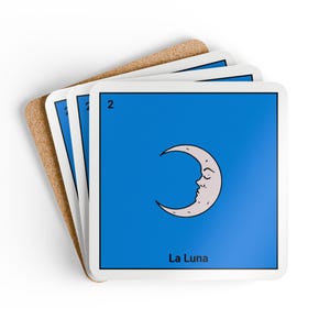 Juego de posavasos La Luna, temática de cartas del tarot, diseño de luna mística, ambiente celestial, bingo mexicano, arte de baraja de tarot, cartas de lotería, ambiente de brujas, lotería mexicana