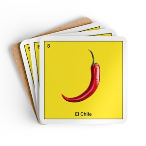 El Chile Untersetzer Set,Chili Peppers,Lotterie,Jalapeno,Chili