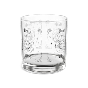 Bruja Vibes Rocks Glass, Tarotkarte Sonne, witchy Deck, Sonnenkartengeschenk 10 Unzen, Fiestadekoration / Tarot-Leser, Tequila-Liebhabergeschenk