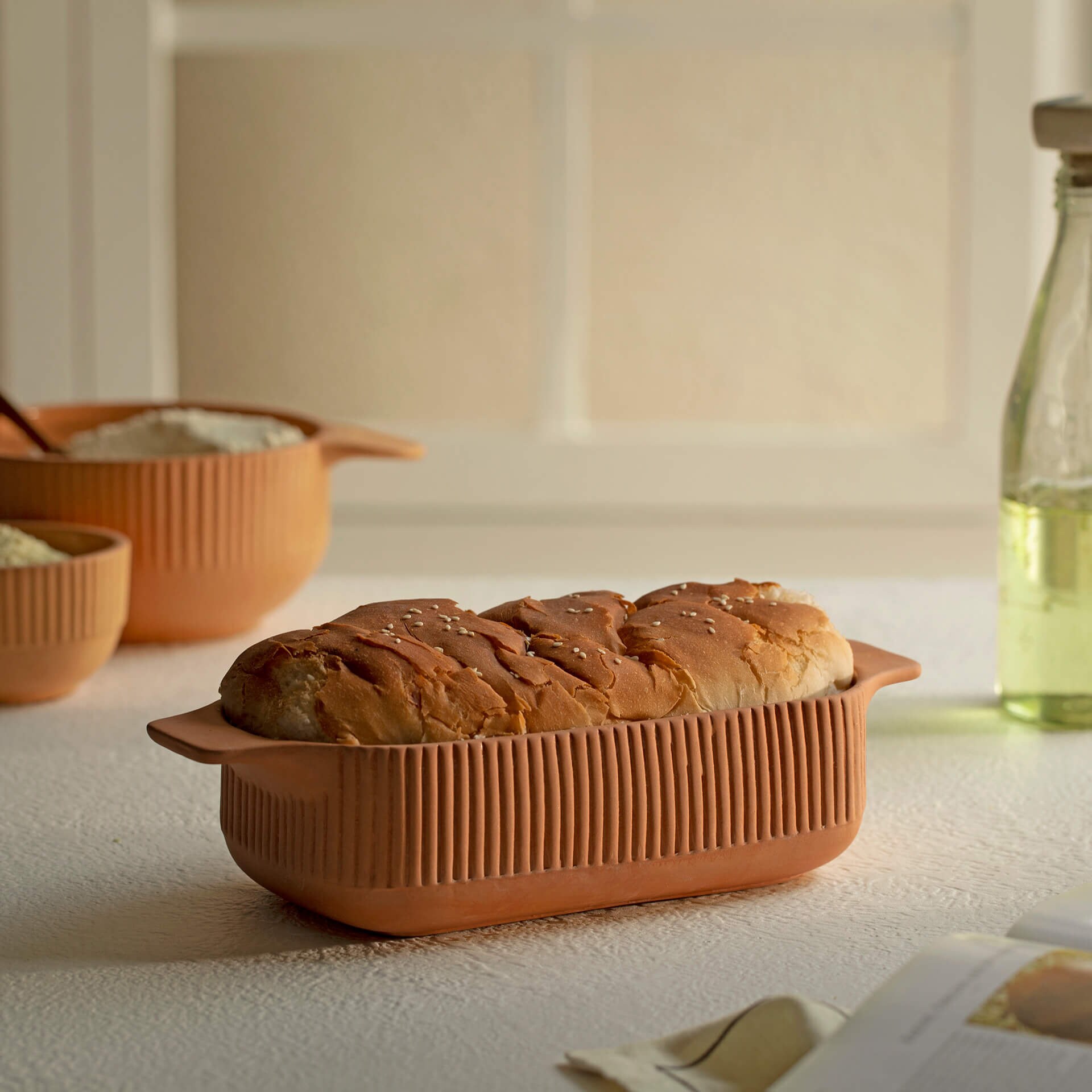 Handmade clay terracotta loaf pan, Best for baking cake & bread, Best for microwave as natural eco-friendly organic.