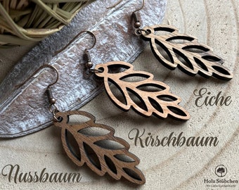 Blätter Holz Ohrringe hängend Damen Nussbaum Ohrringe Holzschmuck nickelfreie Ohrhaken Geschenk für Frauen Ohrschmuck Hängeohrringe Echtholz