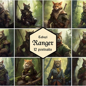 Tabaxi ranger portraits | 12-pack | Dungeons & Dragons