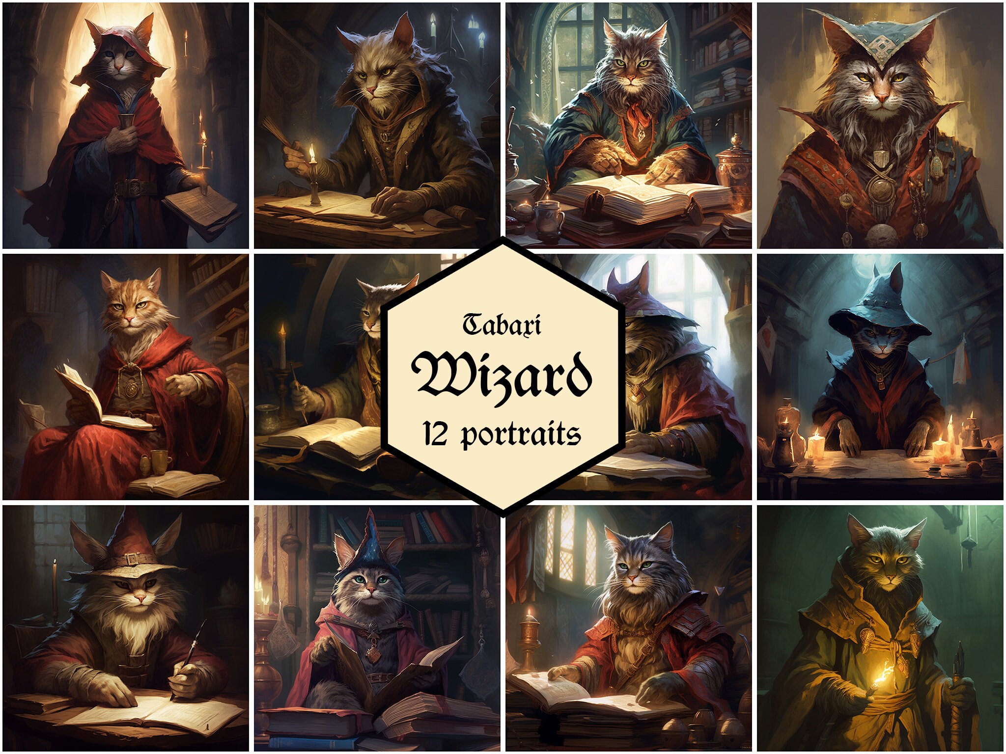 Tabaxi Wizard Portraits | 12-pack | Dungeons & Dragons - Etsy