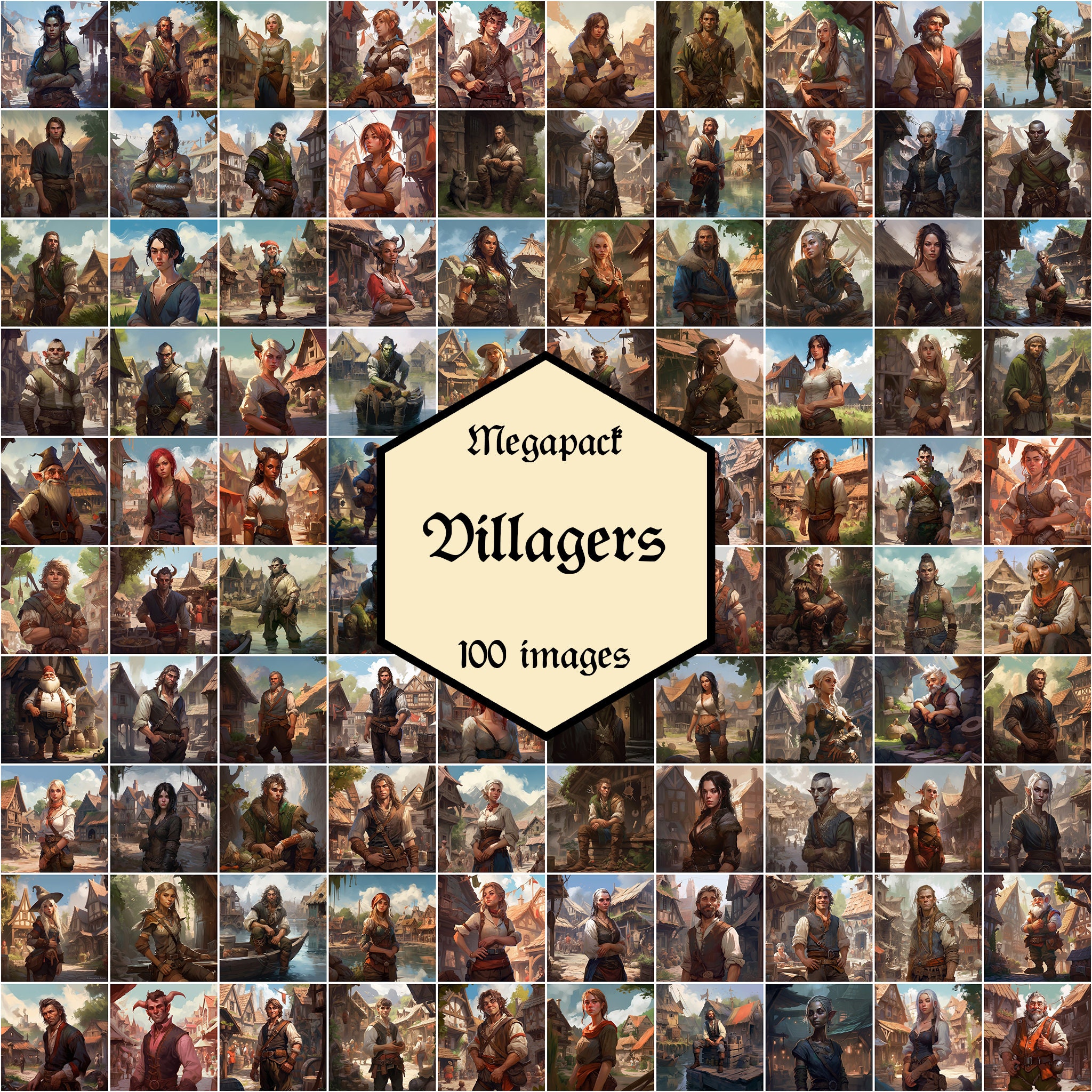 Villager NPCs | 100 image megapack | Dungeons and Dragons | Pathfinder