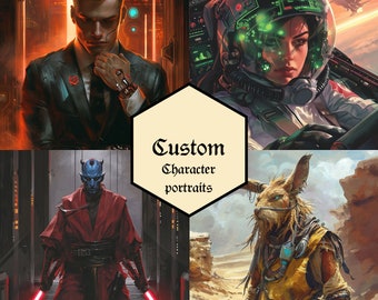 Custom character portrait commission | Sci-fi illustration | Cyberpunk illustration | Space illustration