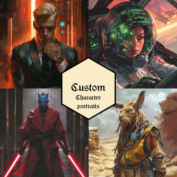 Custom character portrait commission | Sci-fi illustration | Cyberpunk illustration | Space illustration