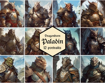 Dragonborn paladin portraits | 12-pack | Dungeons & Dragons
