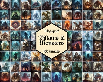 Monsters and Villains NPCs | 100 image megapack | Dungeons and Dragons | Pathfinder