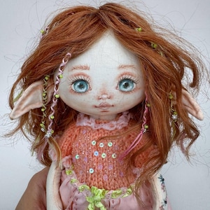 Tia OOAK Handmade Textile Fairy Doll • Forest Elf Art Doll • Soft Collectible Gift