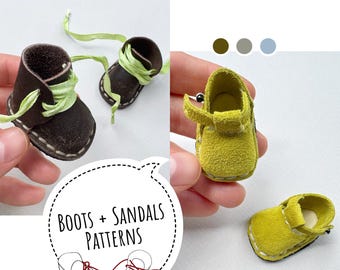 Digitale poppenschoenen Naaipatroon laarzen en sandalen – voor Cloth Art-poppen